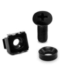 M5x16mm Rack Screws And Cage Nuts With Fender Washers Black Metric Server Mounting Hardware Kit including screw, nut, fender washer.