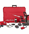 2788-22HD Brushless Magnetic Drill Press For Milwaukee M18 Fuel 1-1/2 Inch Lineman Kit with motor, batteries, and case.