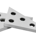 Accusize solid angle plate set, 2 pcs, gray metal triangular blocks with 30-60-90° and 45-45-90° angles and mounting holes.