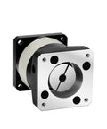 Precision Planetary Gear Reducer Plf040 With Four To One Ratio For Fifty And Hundred Watt Servo Motors Plus Seventeen And Forty Two Mm Stepper Drives Built Tough And Crushes Heavy Loads With Slick No Sweat Performance viewed from the side.
