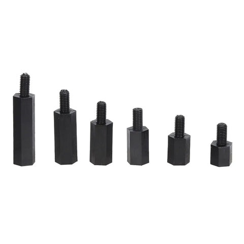 Non Conductive Nylon Hex Spacer Standoff Kit M3 Threaded Pillars Nuts 250 Piece Assortment For DIY UAV Drone RC Model Building And Industrial Projects Durable Lightweight Insulation For Makers, black M3 nylon spacers