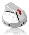 Stainless Steel Gas Stove Knob Replacement With Reinforced Ring For Heavy Duty Performance, silver finish, red indicator