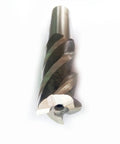 End mill cutter, four-flute CNC milling tool in steel; side view shows helical flutes and 2.0 mm cutting edge.