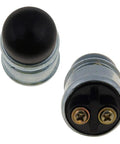Beefy Heavy Duty 12V Push Button Momentary Starter Switch Pack Of 3 For Engine Start Horn And Electrical Ignition, Diecast Zinc Alloy Housing With Water Dust Proof Cap, Panel Mount Five Eighths Inch Hole, 50 Amp, front and rear views