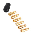 Six Piece Collet Chuck Sleeve Kit 1mm To 3.2mm Capacity With M8x0.75 Cap, brass sleeves, black cap for CNC machines