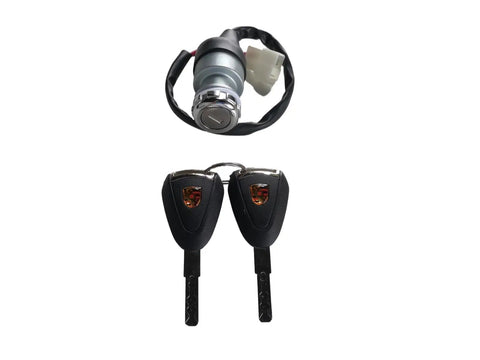 Ignition Starter Switch Assembly For 48V Golf Carts Replacement Fits Edison And Advanced EV Models And I20 I20U I20L I40 I40F I40L I60 I60F I60L I80 Plus Gorilla Rides G Series Venom D Series Unique Key Switch Two Position On Off with two keys