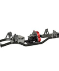 RC Car Chassis Frame For SCX10 1/10 Crawler Model With 313mm Wheelbase Metal Body Durable Alloy Frame Includes Transmission Gearbox Kit And Protective Shell For Tough Off Road Runs showing metal rail and gearbox details