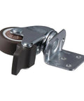 Close-up of a single side mount caster wheel with brake showing 1.25 inch L-shape TPR plate for Beefy Side Mount Caster Wheels With Brake Set Of 4 1.25 Inch L-Shape TPR Plate Small Furniture Casters For Benches Carts Workbenches Indoor Outdoor Use