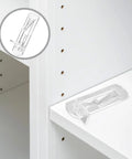 10-Pack Plastic Shelf Pegs For Cabinets And Shelves, Durable ABS Material, Easy Adjustment shown on white shelf
