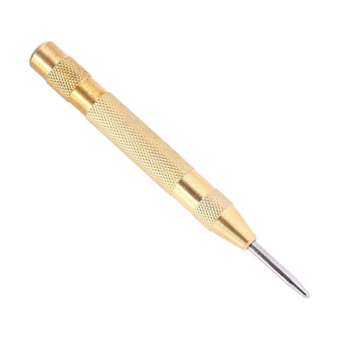 Automatic Center Punch Tool With HSS Tip Spring Loaded Brass Body No Hammer Needed For Precise Marking In Wood And Metal