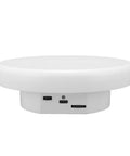 Premium Electric Rotating Turntable Display Stand With 360 Degree Smooth Spin For Jewelry And Watches, USB Or Battery Operated, showing the base and connections.