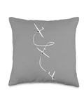 Gray Fly High Aviation Throw Pillow with gliding glider plane and pilot art design, double-sided polyester cover.