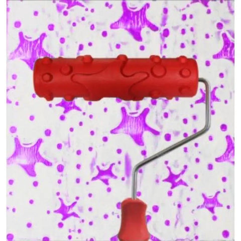 Straight Up Dope 7 Inch Sea Star Embossing Cylinder For Textured Wall Art Painting And Diatom Mud Finish With Cushioned Grip Handle on patterned background.