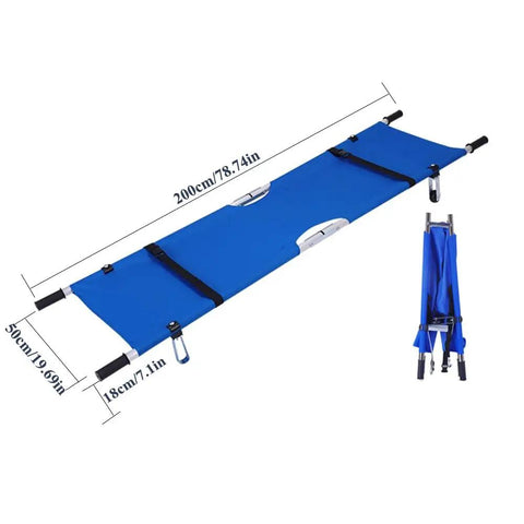 Two-Fold Emergency Medical Stretcher, Portable Grab-And-Go Rescue Stretcher with Lightweight Aluminum Frame, folded and open view