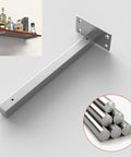 Straight Heavy Duty Black Floating Shelf Brackets Solid Stainless Steel Wall Mounted Supports showing single bracket and shelf set.