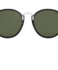 Unisex RB2447 Round Sunglasses, Black Frames With G15 Green Lenses, 49mm, 100 Percent UV Protection, Prescription Ready, front view