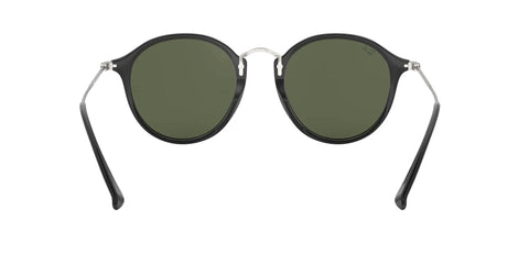 Unisex RB2447 Round Sunglasses, Black Frames With G15 Green Lenses, 49mm, 100 Percent UV Protection, Prescription Ready, front view