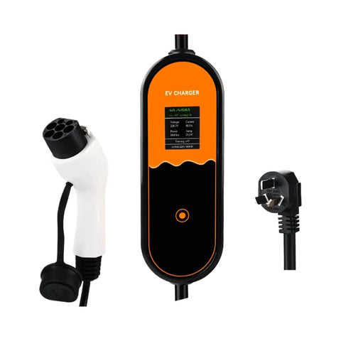 Portable Electric Vehicle Charger 3.5 Kw Evse Wall Box Level 2 Gbt Plug showing charger display and cables for home or travel use.