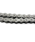 Close-up of Beefy 420 Roller Chain For Dirt Bikes And ATVs 90 Links With 5 Connecting Links Carbon Steel Construction