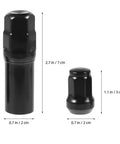 Heavy Duty 21 Piece Steel Wheel Lug Nuts With Anti Theft Hex Design showcased with size comparison of black lug nuts.