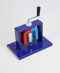 Badass Physics Experiment Kit Featuring Smooth Rotating Magnetic Perpetual Motion Device, sturdy blue metal setup, hand crank.