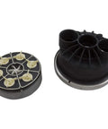 Top Tier Two Inch Two Port Five Gear Control Water Valve In Matte Black for fluid transfer, detailed view of components.