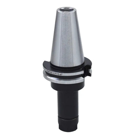 CAT40 ER16 Collet Chuck 4 Inch Gage Length for CNC Milling Lathe and Engraving Machines, shown in metal finish