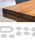 Pro-Grade Router Table Corner Radius Jig Set, Built Like a Tank Aluminum Alloy Profile Template Kit showing eight radius templates on wood.