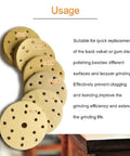 Rock Solid 100 Pack Of 6 Inch Hook Loop Sanding Discs With 15 Holes, showing various grit levels for efficient polishing.