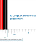 Ultra Flexible 12 Gauge 2 Conductor Silicone Wire Red Black 200C 600V For LED Strip Extensions with ruler scale