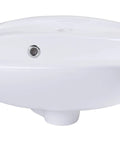 Porcelain Wall Mount Basin With Overflow For Small Bathrooms White Ceramic Sink Compact Fifteen And A Quarter Inches Wide