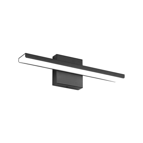Sleek Black LED Vanity Light For Bathroom 16 Inch 16W Over Mirror Wall Mounted 6000K Cool White Integrated Fixture
