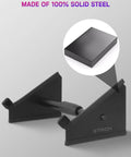Heavy-Duty Adjustable Desktop Stand For Sampler, Synth, And MIDI Controller Or Drum Machine, solid steel material detail.
