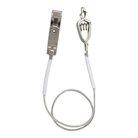 Pro Fencing Mask Cord Set For Foil And Saber, 2 Pack, Clear Wire with Head Clamp Clip shown from top angle.