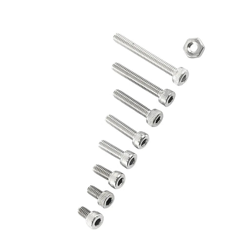 A2 Stainless Steel Hex Socket Screws And Nuts Kit With 200 Screws And 100 Nuts For Home And Office Repairs, cap head bolts and nut