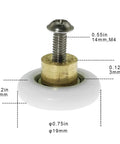 4 Pieces Shower Door Rollers Runners Wheels Replacement Part For Bathroom Glass Shower Door Sliding Track With 19mm Wheel Diameter 5mm Thick Copper Core POM Wheel Stainless Steel Screws Suitable For 4 To 6mm Thick Doors Corrosion Resistant