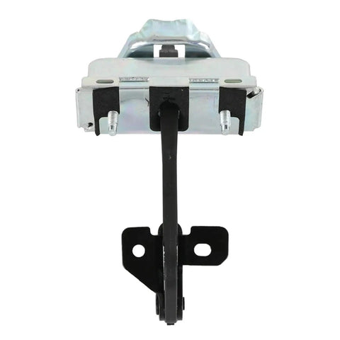 Front view of Transit Mk7 Rear Right Door Hinge Check Strap OEM 5146438 replacement for 2006-2013, metal construction