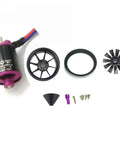 CCW 70mm Pro EDF Ducted Fan parts with 12 blades, brushless motor, screws, and components displayed on white background