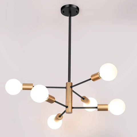 Straight Up Fire Modern Chandelier For Dining Room With Black And Gold Sputnik Ceiling Light Fixture Designed To Hella Elevate Your Everyday Home Vibe Instantly - 6 bulb design with rotating arms.