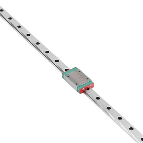 Rock Solid MGN12H Mini Linear Guide Slider Rail Kit Featuring Hella Smooth Zero Drag Glide Perfect For DIY 3D Printers And CNC Machine Tool Builds In Tough Silver 550MM Finish, showing rail with carriage.