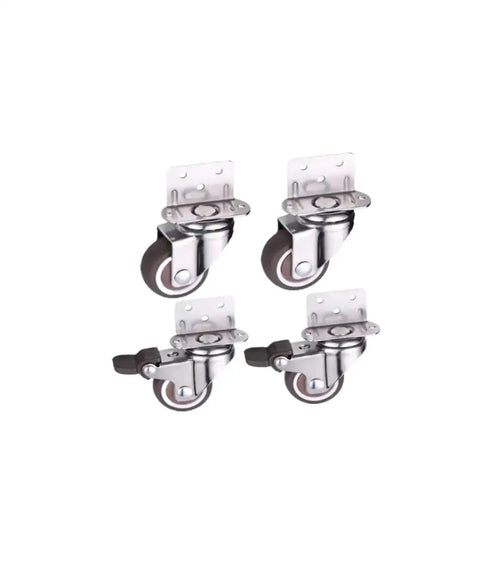Four Piece Set Of One Point Five Inch L Shaped Right Angle Flower Stand Casters With Quiet Rolling Wheels For Effortless Furniture Mobility
