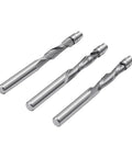 Set of three Top Gritty Up Down Spiral Flush Trim Router Bits With 1/4 Inch Shank Made From Hard Tungsten Steel for CNC use.