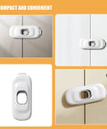 4 Pack Babyproof Cabinet Locks For Cabinets Drawers And Fridges Adjustable Length Easy Install White ABS Safety Locks