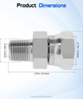 Hydraulic Swivel Adapter Three Eighth NPTF Male To One Half NPSM Female Beefy 360 Degree Swivel Built To Last High Pressure Hydraulic Lines Industrial Plumbing Connector Durable Steel, 1.67in dimensions