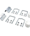 Galvanized Universal Boat Trailer Guide Pole Kit With Post Mount U Bolts for 1.5 inch poles, showing brackets, U-bolts, and caps