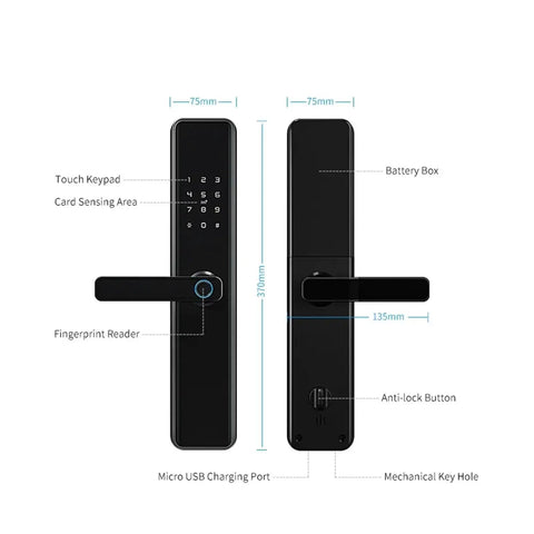 Top Shelf Smart Biometric Fingerprint Door Lock Featuring Wifi Remote Access And Companion Mobile App Integration For Quick Keyless Entry with touch keypad and fingerprint reader.