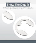 Close-up of stainless steel E clips from External Retaining Rings Set 120 Pcs Stainless Steel 304 E Clips Circlips Snap Rings Assortment Kit With 10 Sizes For Bearings Gears And Axles Great For Machinery Automotive And OE Style Projects.