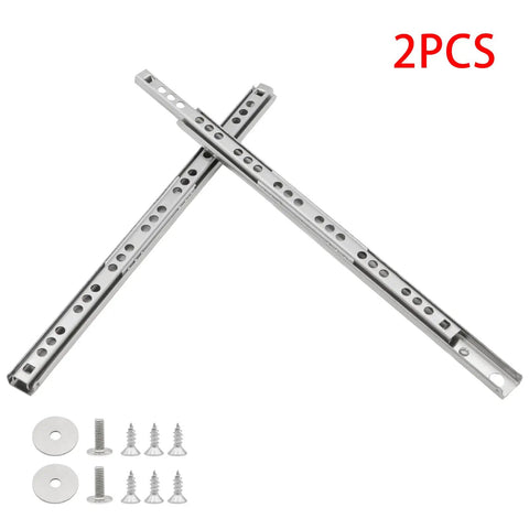 The Real Deal Stainless Steel Drawer Slides Heavy Duty Ball Bearing Cabinet Runners 246mm with fasteners for kitchen use.