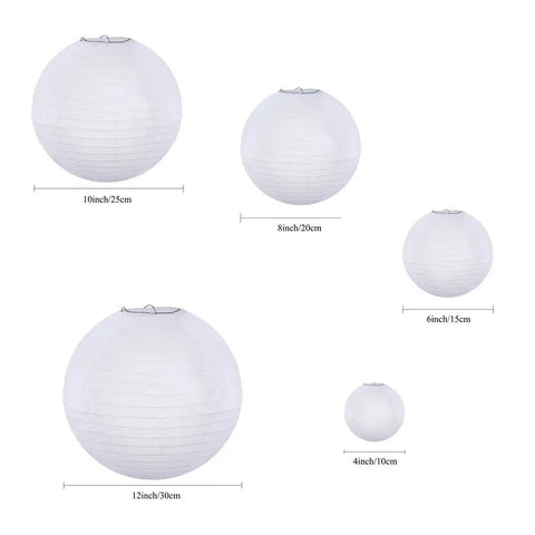 White Paper Lanterns Set Of 20 Round Hanging Lanterns In 4 Inch 6 Inch 8 Inch 10 Inch And 12 Inch Sizes DIY Wedding Party Decor