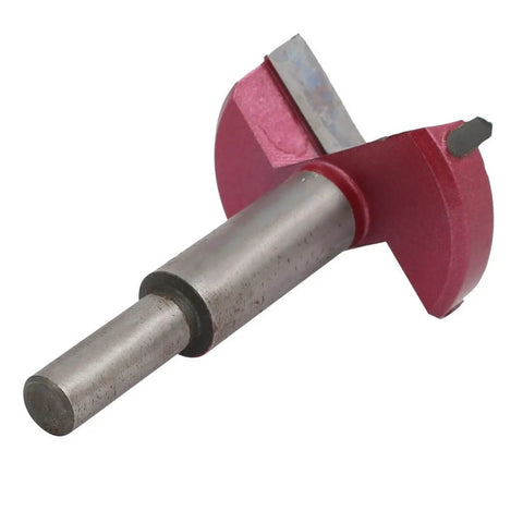 Aexit hinge boring drill bit with red circular cutter and silver shaft, 53mm cutting diameter, 10mm shank.
